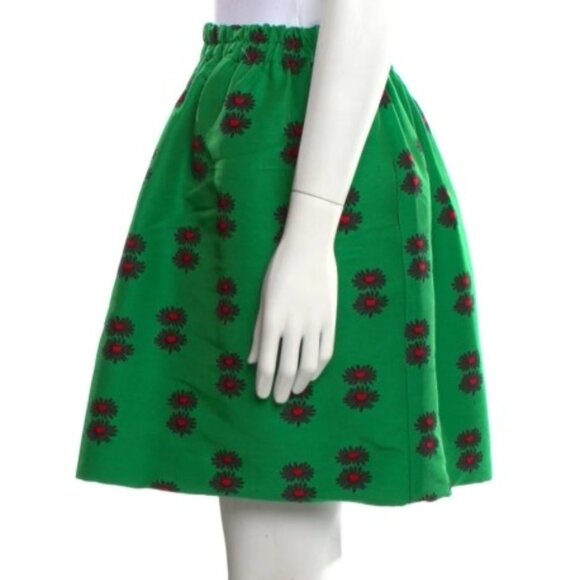 NWOT The Double J Green Floral Wool Mini Elasticized Skirt XS - Picture 2 of 6